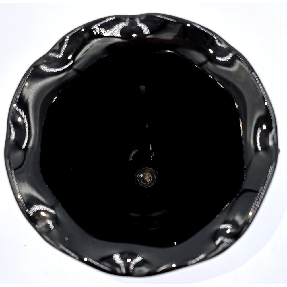 .LE. Smith Black Loving Cup S.S. RARE Floral Design Overlay Ruffled Rim Handles - Picture 8 of 12